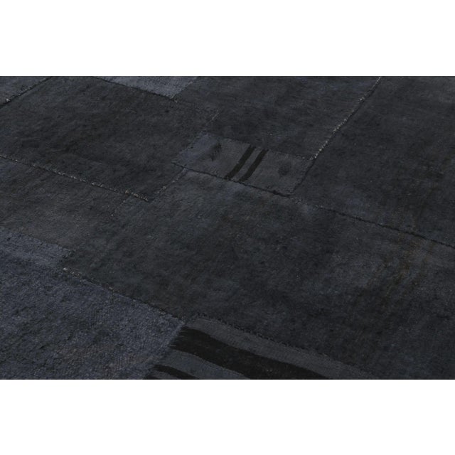1950s Vintage Turkish Rug With Blue and Black Patchwork Geometry - Rug & Kilim For Sale - Image 5 of 9