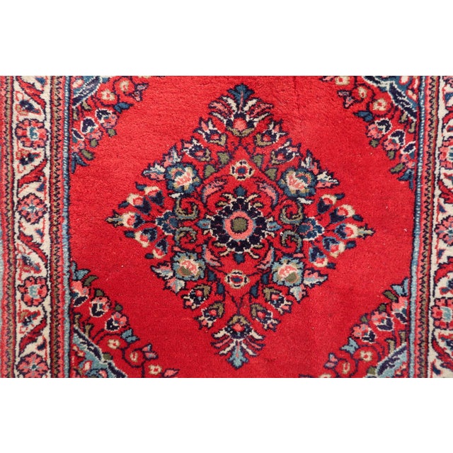 Ivory 1970s, Rare Square Vintage Persian Hamadan Rug 3' X 2' For Sale - Image 8 of 9