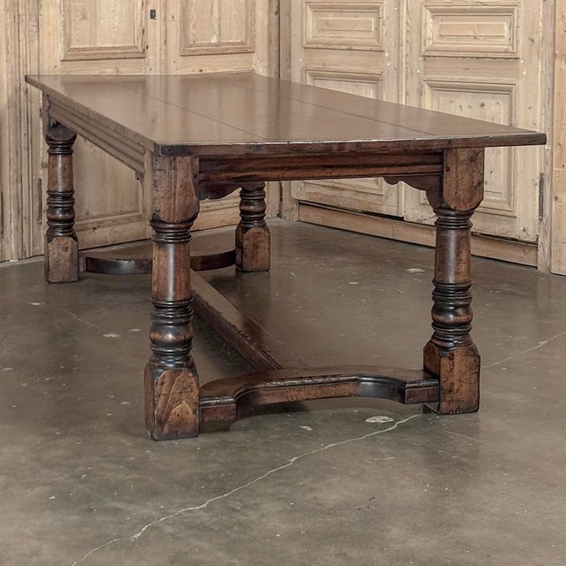 18th Century English Oak Trestle Dining Table With Turned Supports For Sale - Image 13 of 17