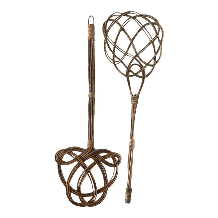 Set of Two 1960s Rattan Handmade Carpet Beaters Chairish