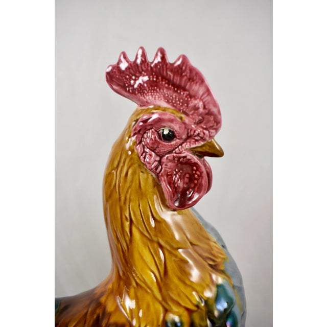 Minton Minton English Majolica John Henk Standing Rooster Figure, Circa 1910 For Sale - Image 4 of 13