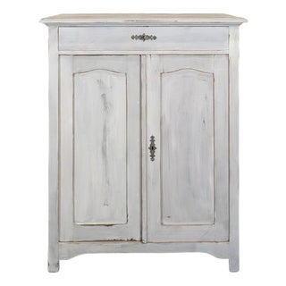 Small 2-Door and Drawer Buffet in White Patinated Wood For Sale