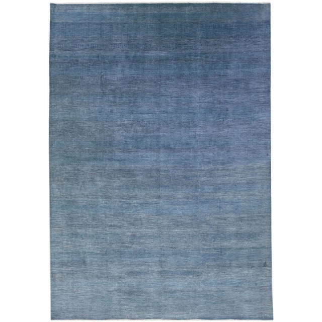 Textile 2020s Room Size Modern Savannah Wool Rug With Blue Geometric Design For Sale - Image 7 of 7