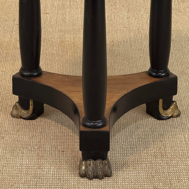 French Art Deco Period Empire Style Round End Table With Birdseye Maple Top For Sale - Image 9 of 18
