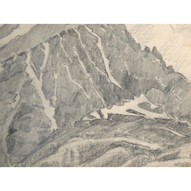 1940s San Gabriel Mountain Landscape in Black and White - Graphite Pencil on Paper by Ralph Holmes For Sale - Image 5 of 9