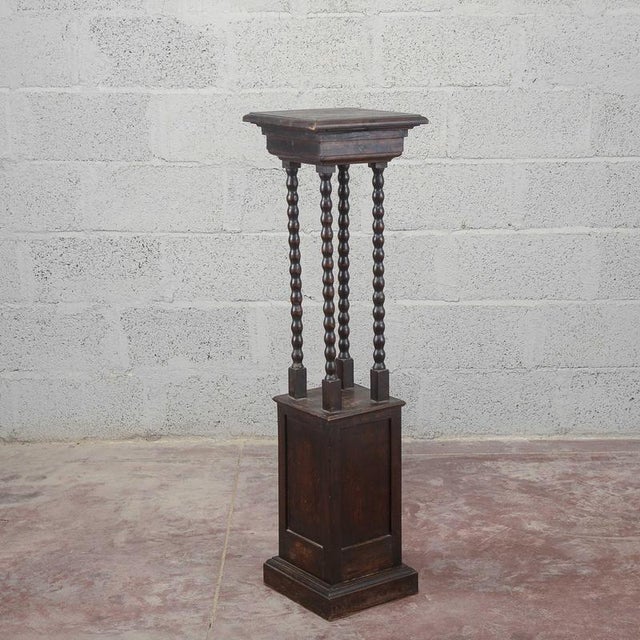 Dark Wood Turned Entrance Plant Stand For Sale - Image 4 of 16