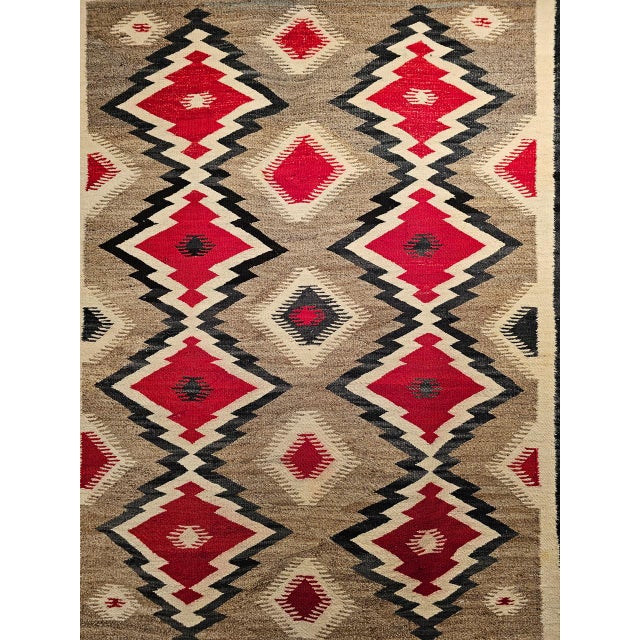 Textile Vintage Native American Navajo Rug, Wool & Cotton, Geometric Eye Dazzler Pattern, 3x5 For Sale - Image 7 of 13