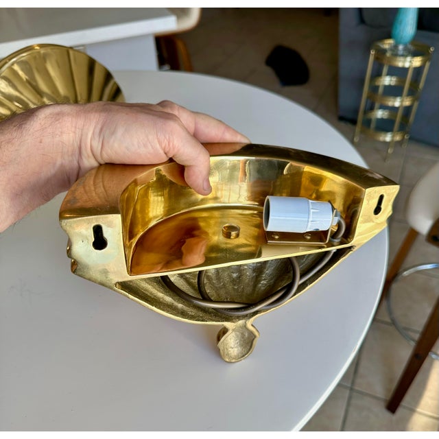 Set 4 Brass Scallop Shell Uplight Wall Sconces For Sale - Image 14 of 17