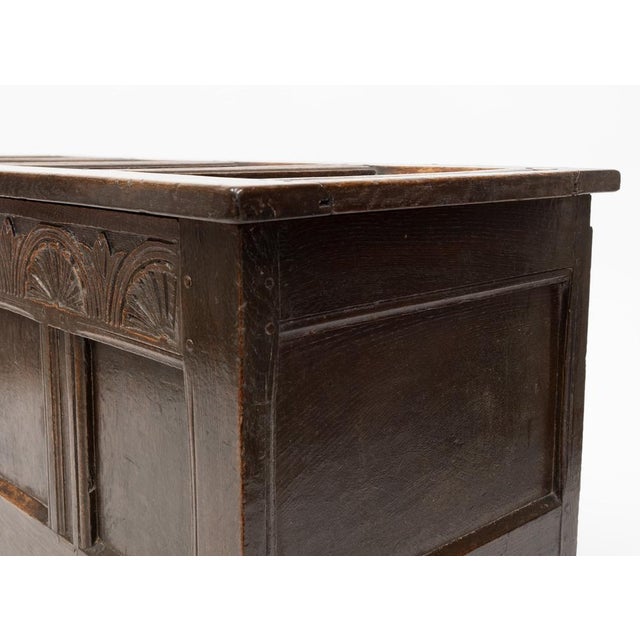 Charles II Oak Panel Coffer Chest, 1680 For Sale - Image 11 of 18