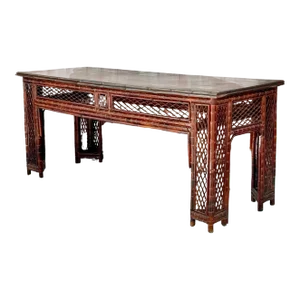 Chinese Export Bamboo Fretwork Library Table
