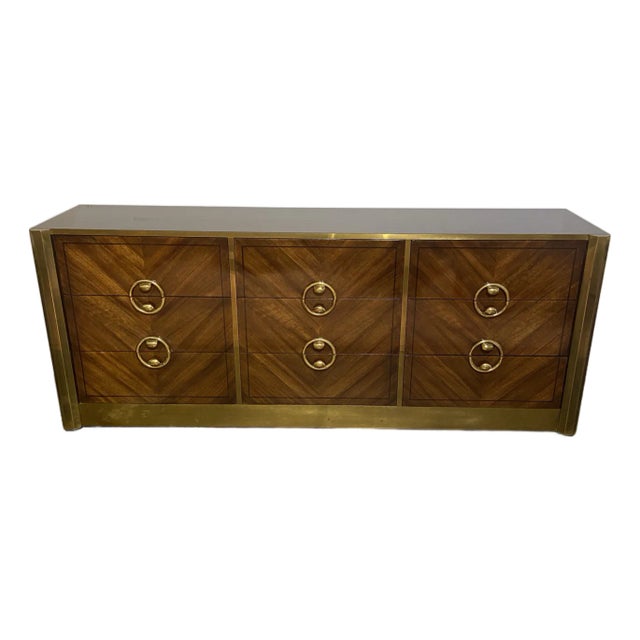 Postmodern Mastercraft Triple Dresser With Ebony Inlay For Sale