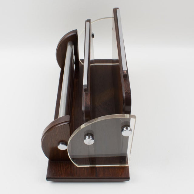 Macassar, Chrome and Lucite Desk Accessory Letter Holder, circa 1940 For Sale - Image 13 of 14