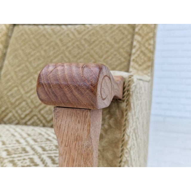 Vintage Danish Highback Armchair in Fabric and Oak, 1960s For Sale - Image 9 of 18