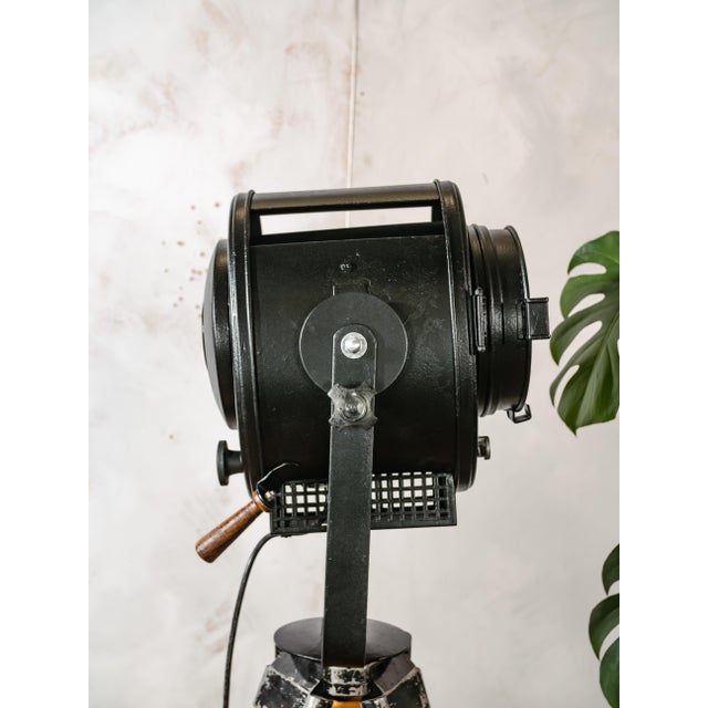 Black Theater Spotlight on Surveying Tripod Floor Lamp from A.E. Cremer, 1950s For Sale - Image 10 of 18
