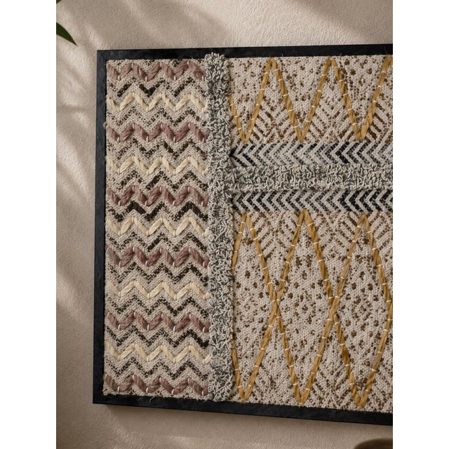 Mid-Century Modern Boho Weave Block Printed Embroidered Frame For Sale - Image 3 of 4
