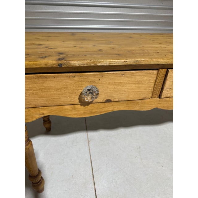 Late 19th Century Antique Pine Harvest / Console Table With Glass Knobs From England For Sale - Image 5 of 18