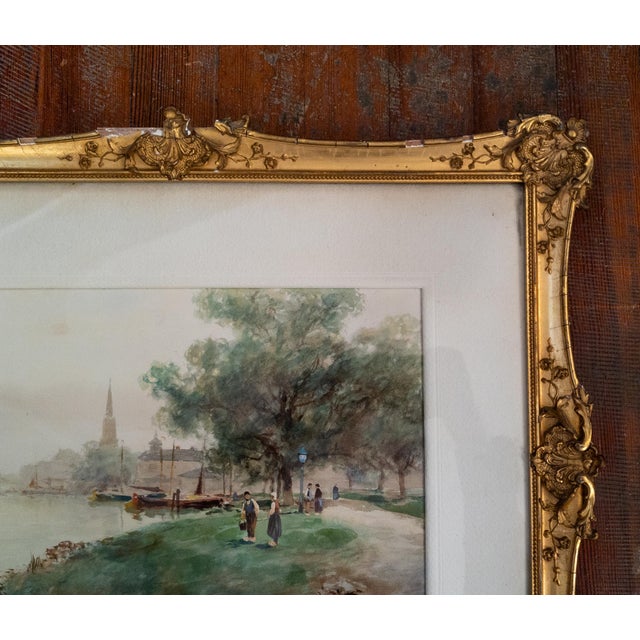 Early 20th Century Early 20th Century American Watercolor of European Scene by Frank F. English For Sale - Image 5 of 15