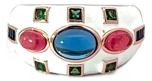 Sterling Silver Bold Colorful Chunky Designer Ring for Women- Size 6