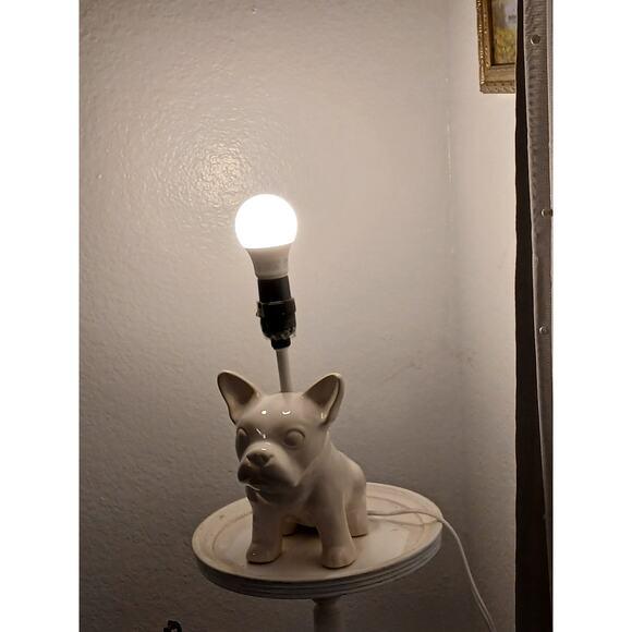 Art Deco 2015 Baby Bulldog Frenchie Dog Lover Lamp Spotlight Decor White Pet Works For Sale - Image 3 of 16