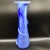 Hand blown glass blue and white swirl vase from Romania. 16 3/4” tall. Features a rap around leaf vine and rolled lip...