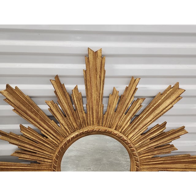 Vintage Giltwood Italian Sunburst Mirror For Sale - Image 4 of 14