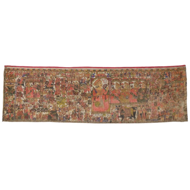 18th Century Antique Indian Tapestry - 04'09 X 16'00 For Sale - Image 10 of 10