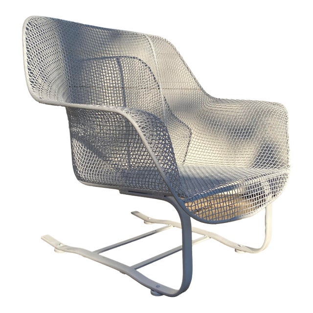 Rare Vintage Woodard Sculptura Low Wide Springer Lounge Armchair 1950s, Attributed For Sale