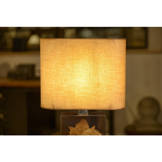 Lamp with Plane Tree Leaf Inclusion by Pierre Giraudon, 1970s For Sale - Image 3 of 11