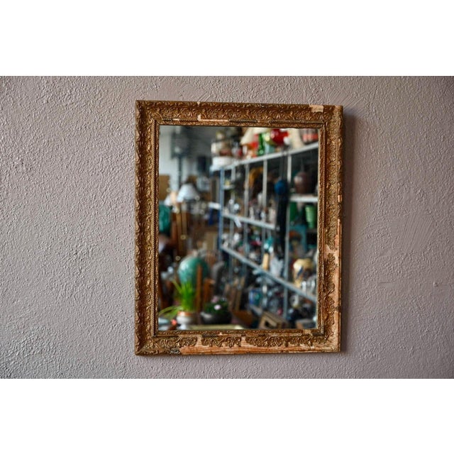 Wood Antique Bohemian Baroque Style Gold Leaf-Gilded Patinated Mirror with Stucco, 1900 For Sale - Image 7 of 7