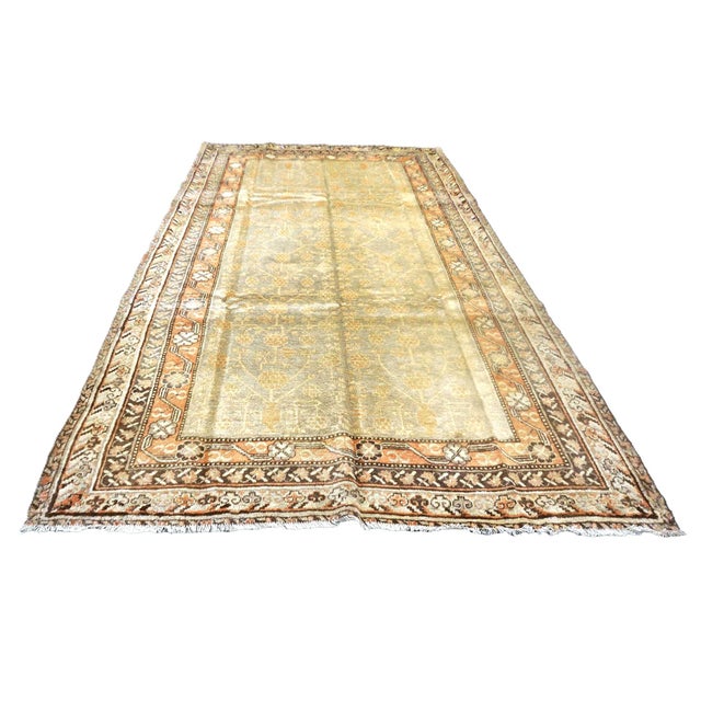 Condition: Antique Circa: 1900s Origin: East Turkistan Design: Khotan Actual Size: 5'8" x 10'1" Colors: Orange, Yellow,...