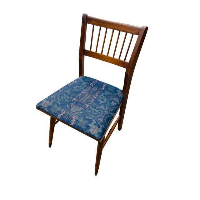 Carl Malmsten Set of 4 Mid-Century Modern Craddock Dining Chairs – Solid Walnut Spindle Back With Brass Ferrules – 1950s–1960s Retro Design For Sale - Image 4 of 16