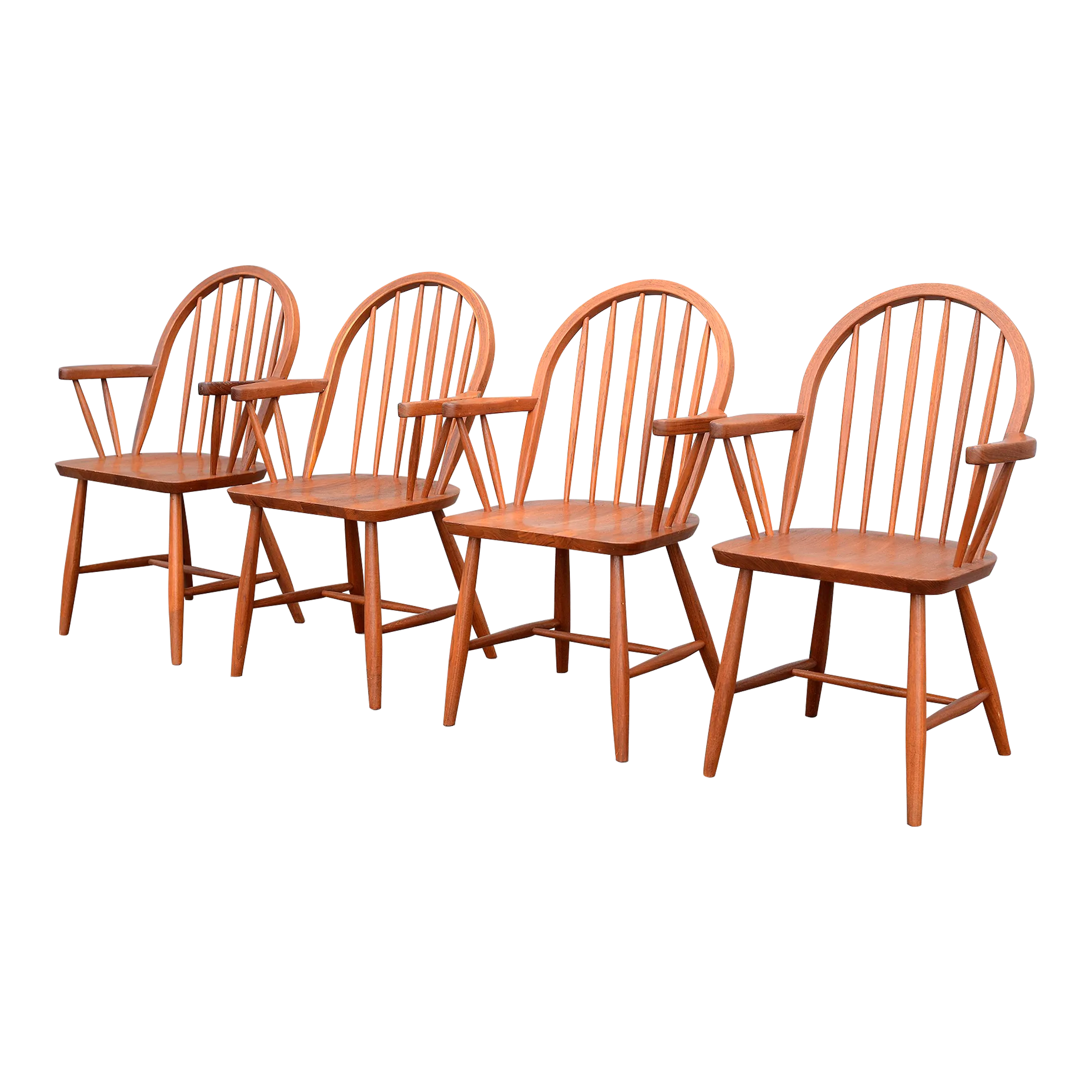 Danish Modern Erik Ole Jorgensen Teak Captain Dining Chairs for