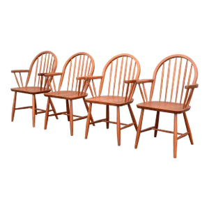 Danish Modern Erik Ole Jorgensen Teak Captain Dining Chairs for Tarm Stole & Mobelfabrik - Set of 4
