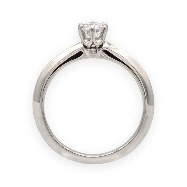 Mid 20th Century Tiffany & Co. Platinum .24 Ct D Vvs2 Diamond Solitaire Engagement Ring, Size 4 For Sale In New York - Image 6 of 11
