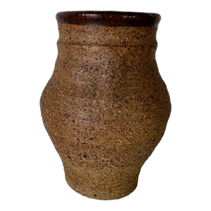 Vintage Organic Texture Studio Pottery Vase With Sculptural Details