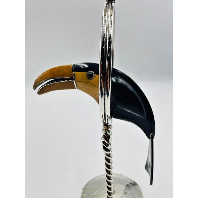 1980s Emilia Castillo Silver-Plated Toucan Candlestick With Onyx Inlay, Taxco Mexico For Sale - Image 11 of 18