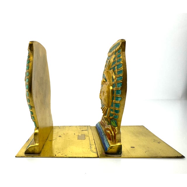 Vintage Chinoiserie Fish Motif Bookends in Gilt and Jewel-Tone Enamel For Sale - Image 11 of 12