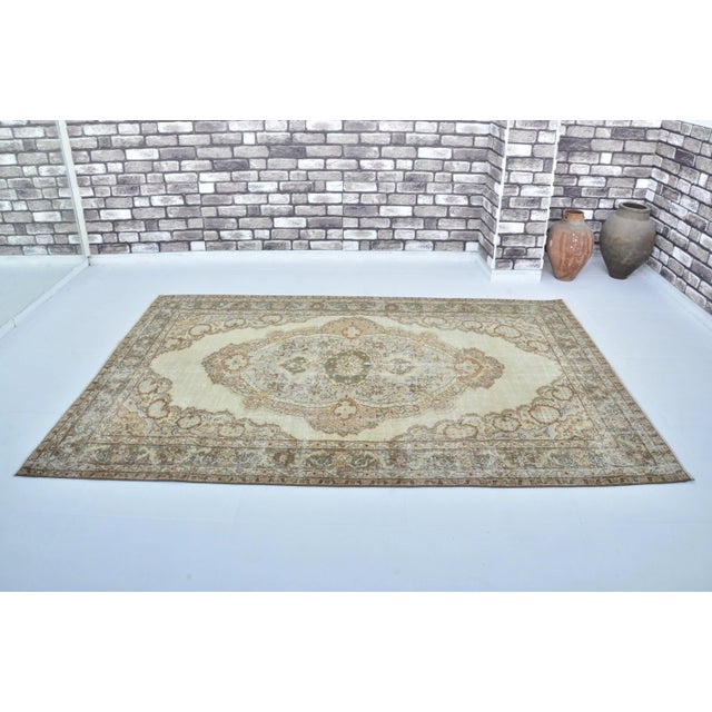 1960s Handmade Turkish Pastel Unique Area Rug For Sale - Image 11 of 11