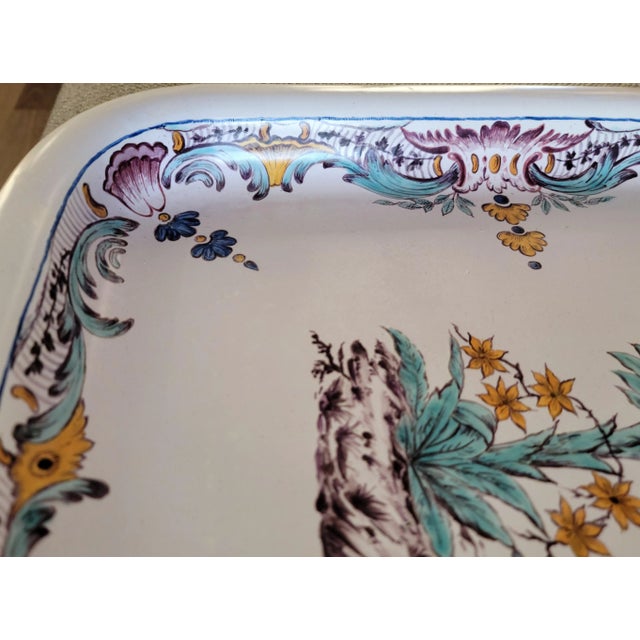 Monumental Antique Swedish Rérstrand Hand-Painted Porcelain Tray, Signed & Dated 1913 For Sale - Image 11 of 13