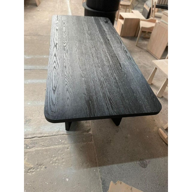 Mid-Century Modern Custom Made Mid-Century Modern Solid Oak Ebonized Dining Table For Sale - Image 3 of 5