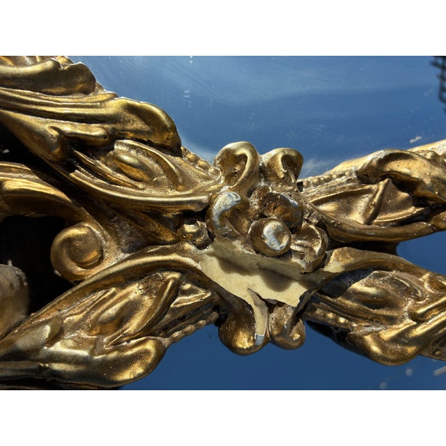 Hollywood Regency Mid Century Hollywood Regency Ornate Gold Triple Oval Wall Mirror For Sale - Image 3 of 3