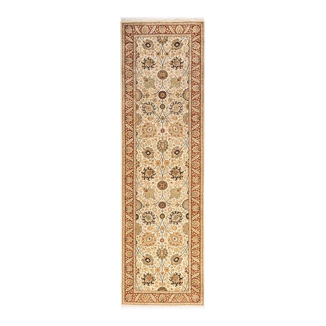 Mogul, One-of-a-Kind Hand-Knotted Area Rug in Ivory, 3' 1" x 10' 7" For Sale