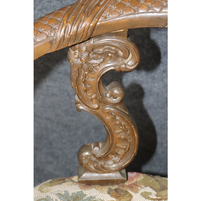 Brown Early 20th Century Antique Italian Carved Figural Chair Settee For Sale - Image 8 of 9