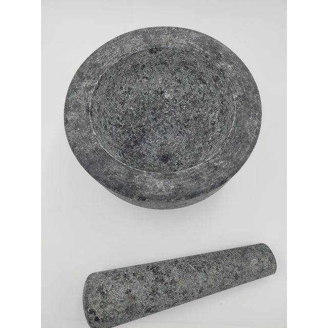 Late 20th Century Granite Mortar and Pestle-2-Piece Set For Sale - Image 4 of 12
