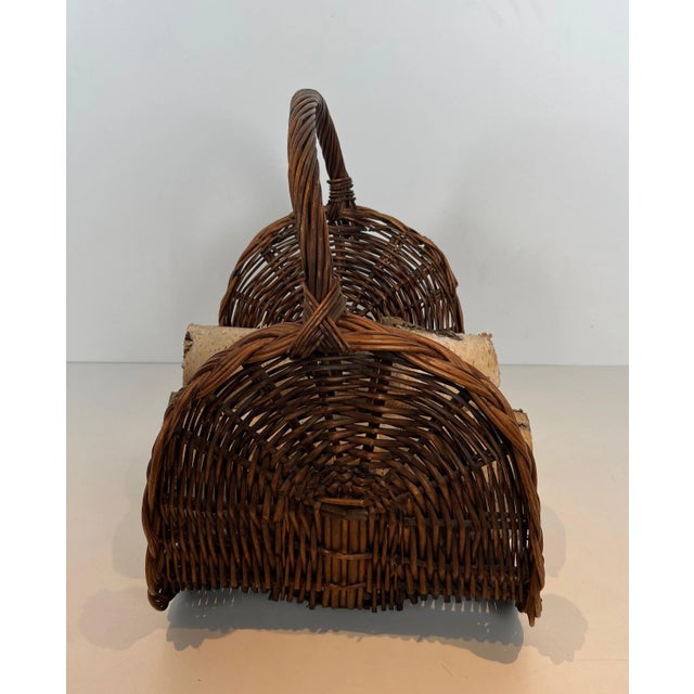 Wood Rattan Log Holder. French Work. Circa 1970 For Sale - Image 7 of 12