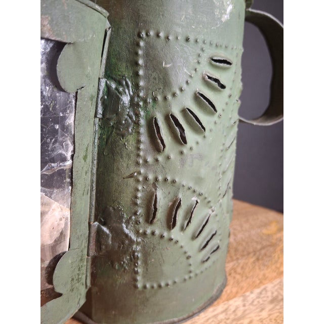 Antique Punched Tin Mica Window Lantern Matthew J King Collection 19thC Primitive For Sale - Image 9 of 18