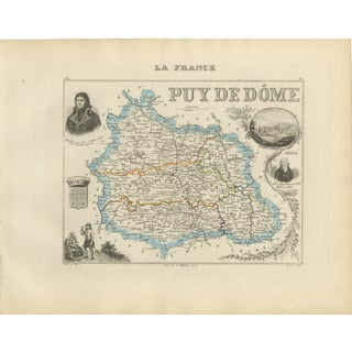 Antique Map of Puy-De-Dôme by Vuillemin, 1850 For Sale