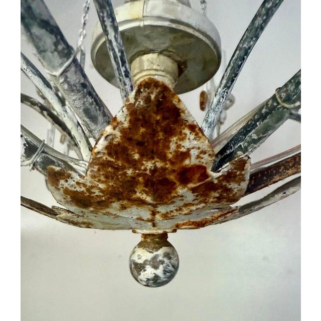 Iron Chandelier With Distressed Whitewash Finish by Miamar Home For Sale - Image 9 of 12