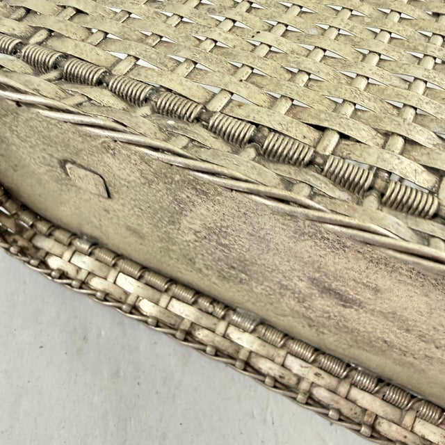 French Woven Silver Metal Wine Bottle Carrier and Server - 1930s For Sale - Image 15 of 17