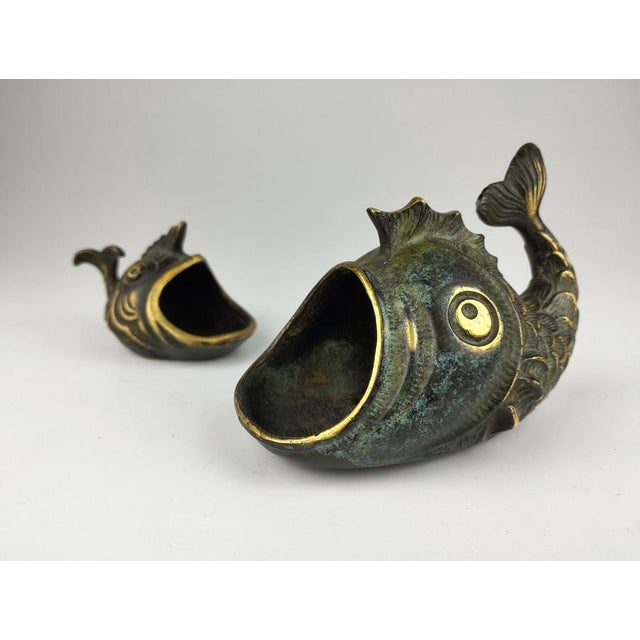 1950s Mid-Century Bronze Fish Ashtrays by Walter Bosse, 1950s, Set of 2 For Sale - Image 5 of 10